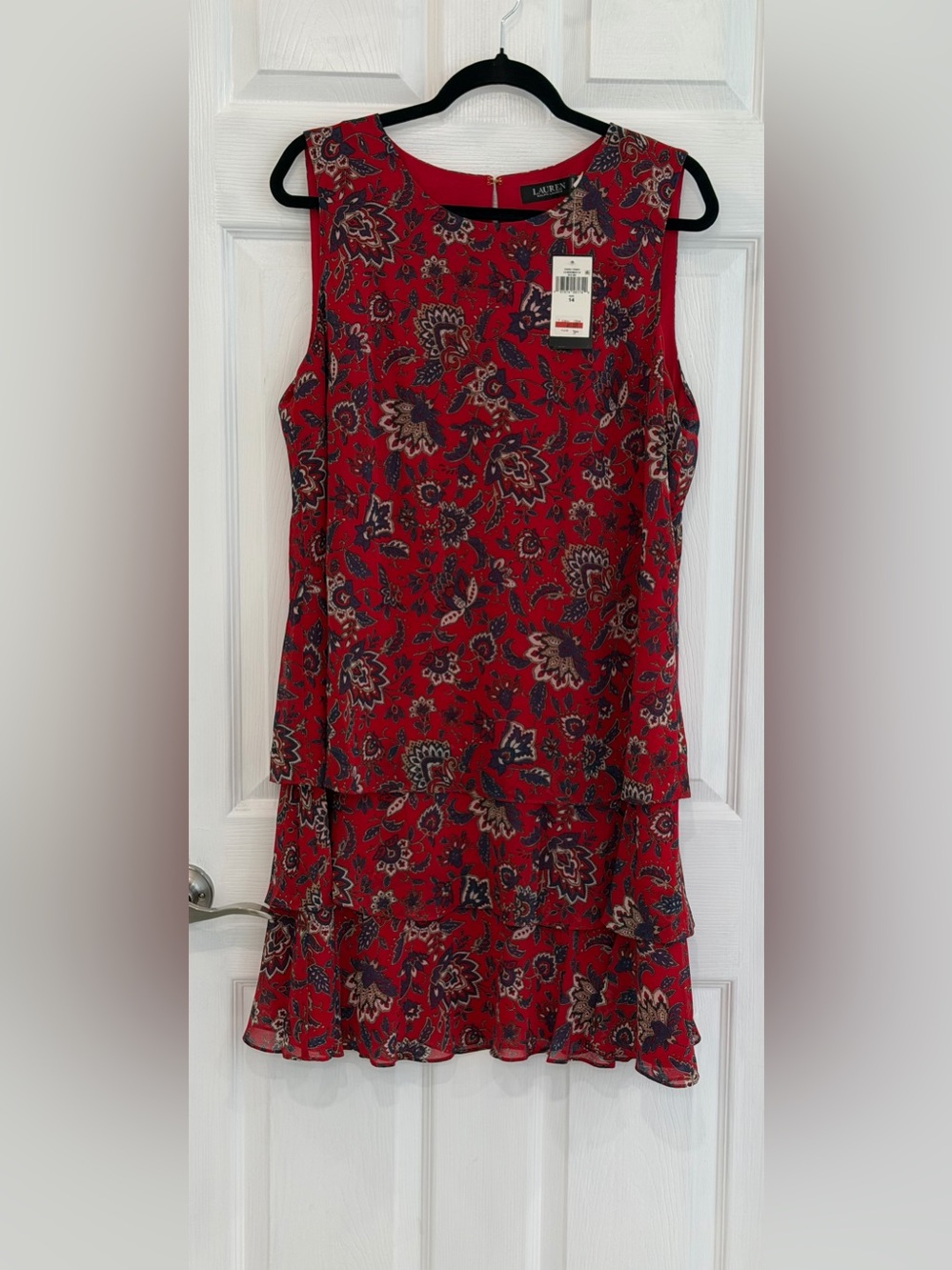 Ralph Lauren Red Floral Tiered Sleeveless Camisole